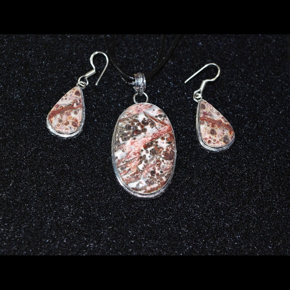 Leopardite Pendant & Earrings Set - Picture 4 of 5